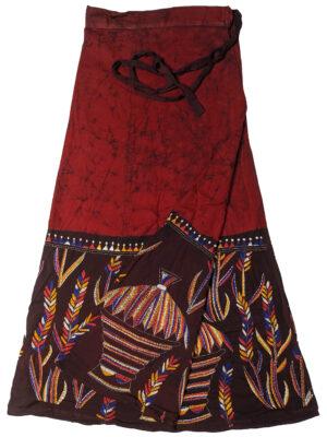 kantha stitch batik printed wrap skirt