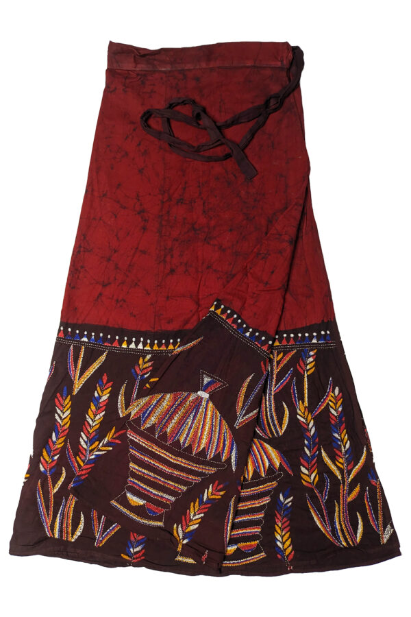 kantha stitch batik printed wrap skirt