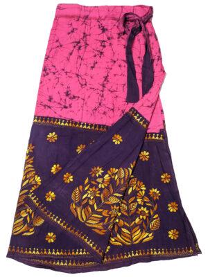 kantha stitch batik printed wrap around skirt