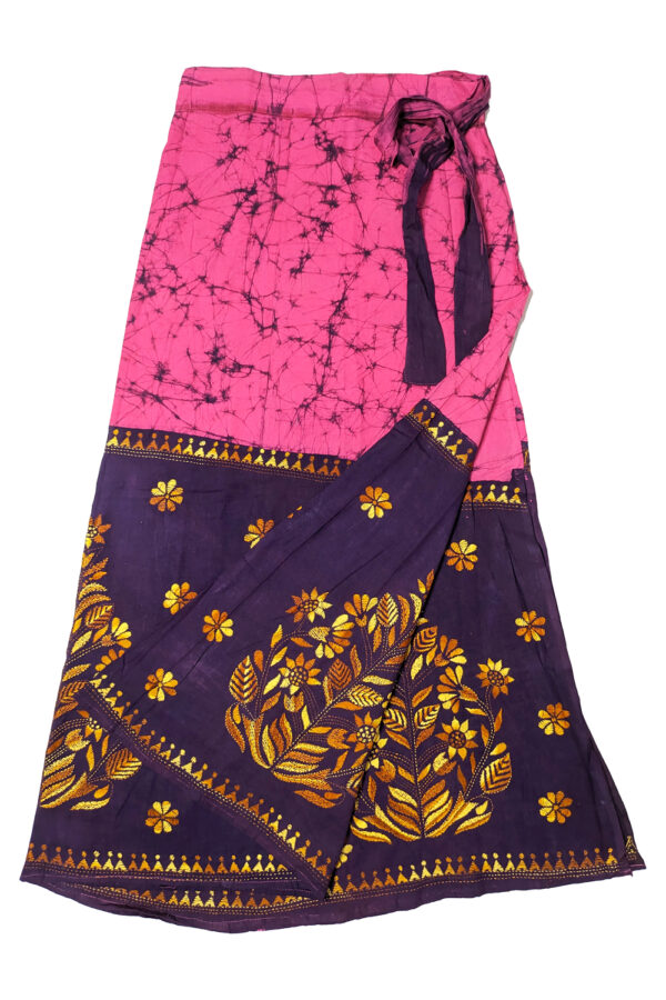 kantha stitch batik printed wrap around skirt