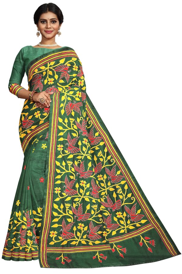 kantha stitch saree