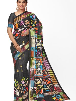 kantha stitch saree