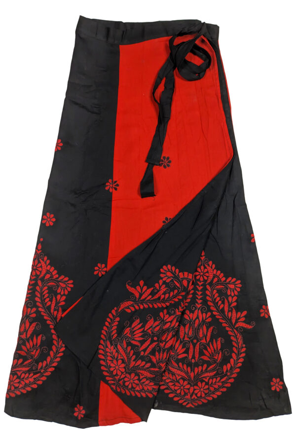 kantha embroidered wrap skirt