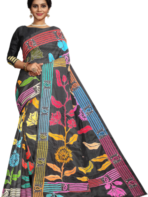 kantha stitched silk saree