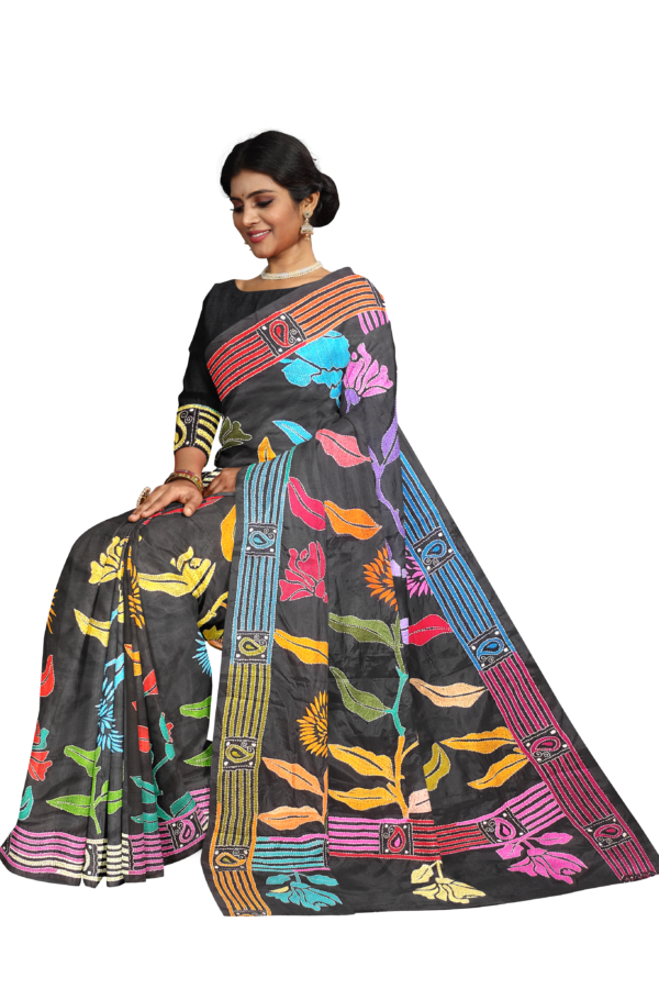 kantha work saree