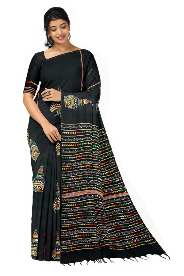 kantha stitch saree