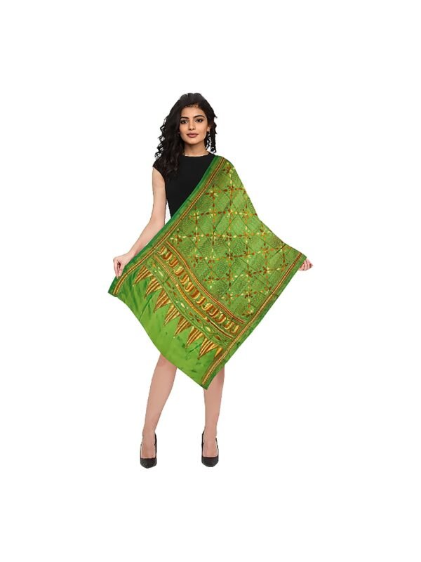 Kantha Stitched Silk Stole - Image 4