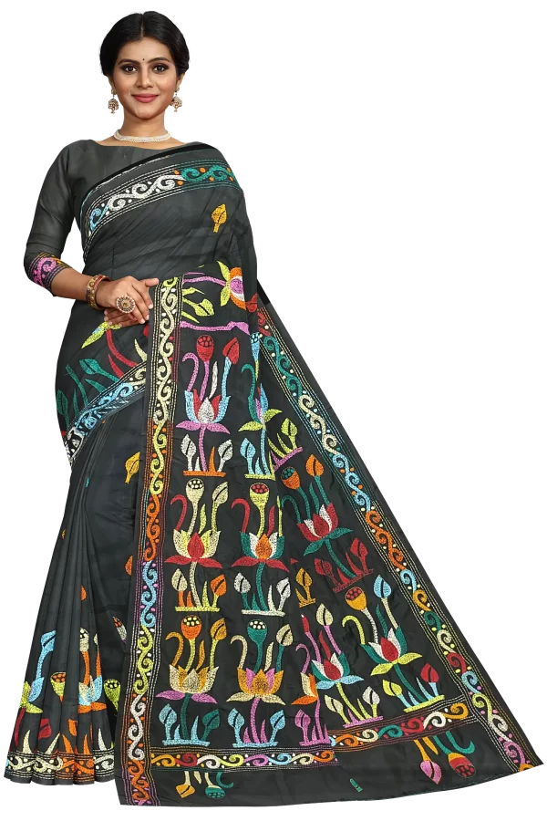 kantha stitched saree