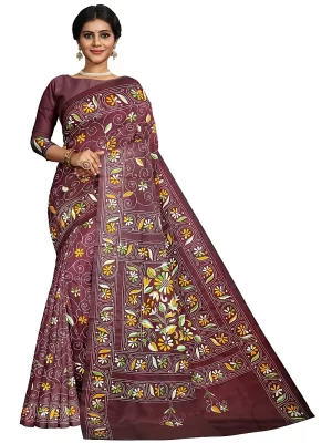 kantha stitched silk saree