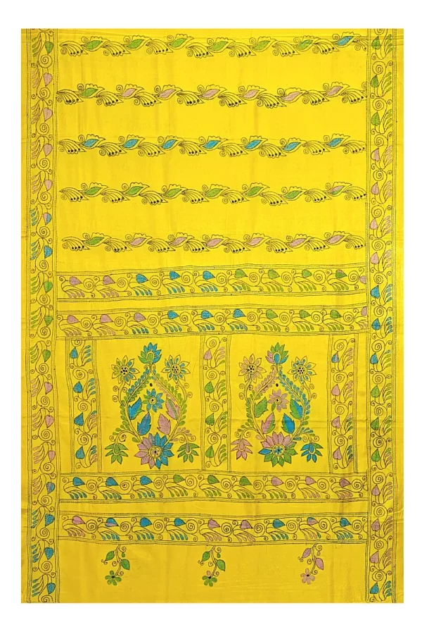 Kantha Stitched Silk Saree - Image 7