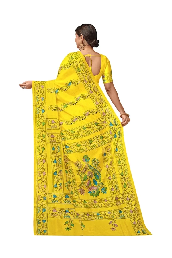 Kantha Stitched Silk Saree - Image 4
