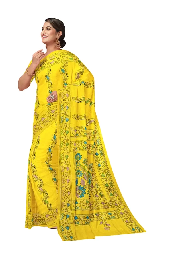 Kantha Stitched Silk Saree - Image 3