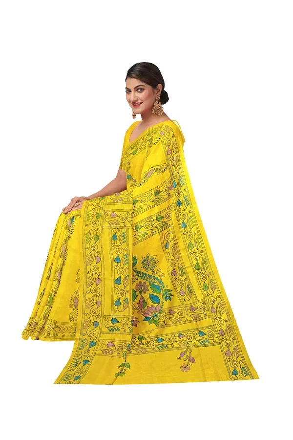 Kantha Stitched Silk Saree - Image 2