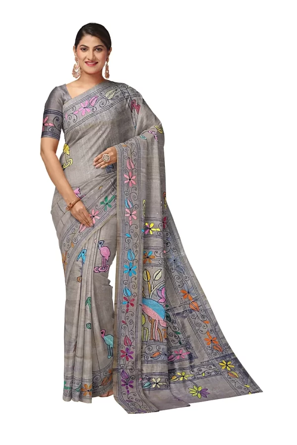 kantha work saree