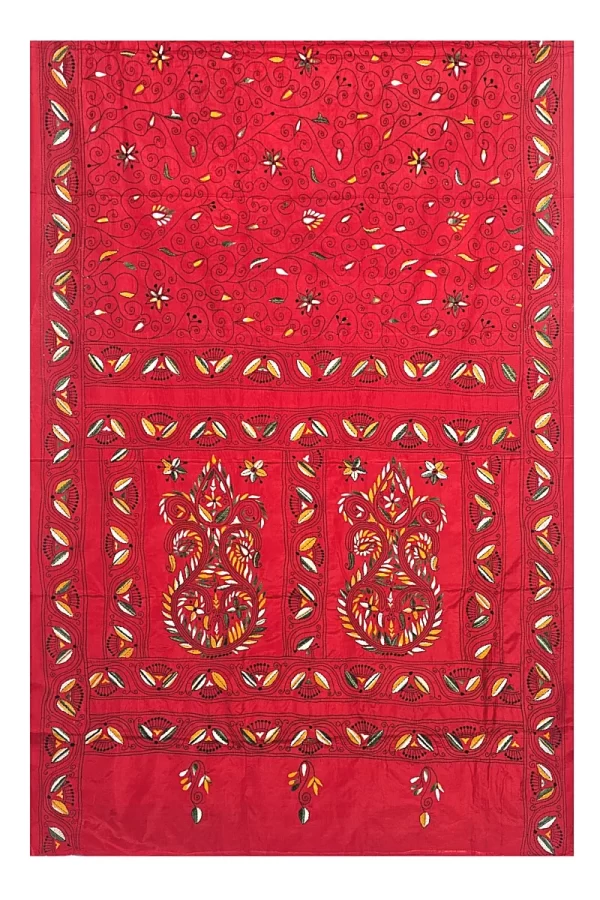 Kantha Stitched Silk Saree - Image 6