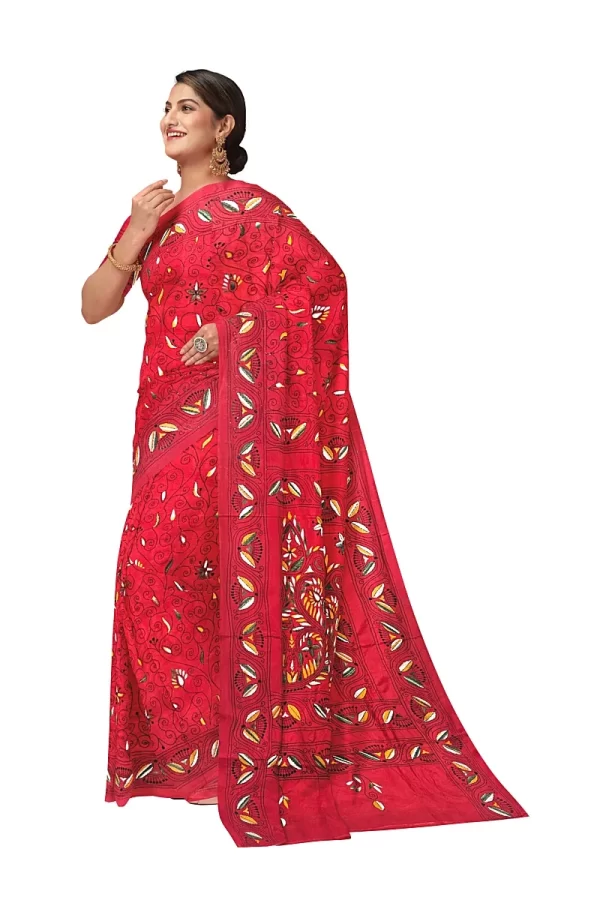 Kantha Stitched Silk Saree - Image 2