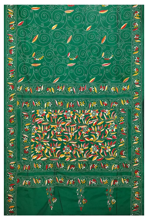 Kantha Stitched Silk Saree - Image 7