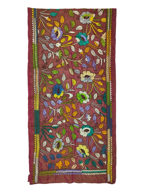 Kantha Stitched Silk Stole - Image 4