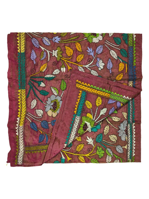 Kantha Stitched Silk Stole - Image 3