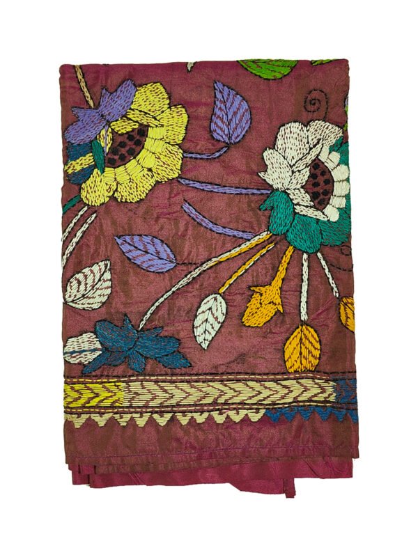 Kantha Stitched Silk Stole - Image 2