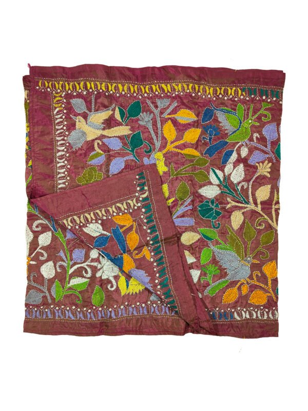 Kantha Stitched Silk Stole - Image 3