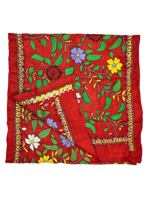Kantha Stitched Silk Stole - Image 4