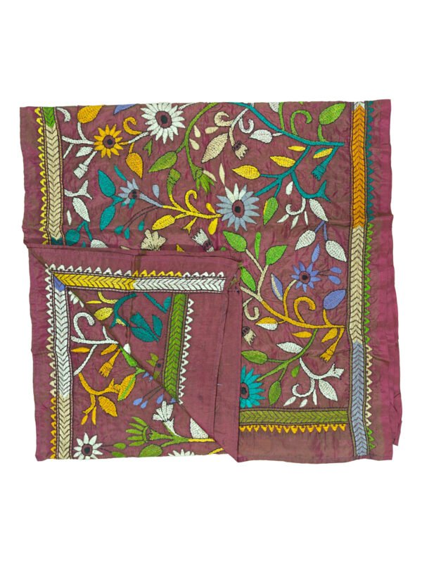 Kantha Stitched Silk Stole - Image 3