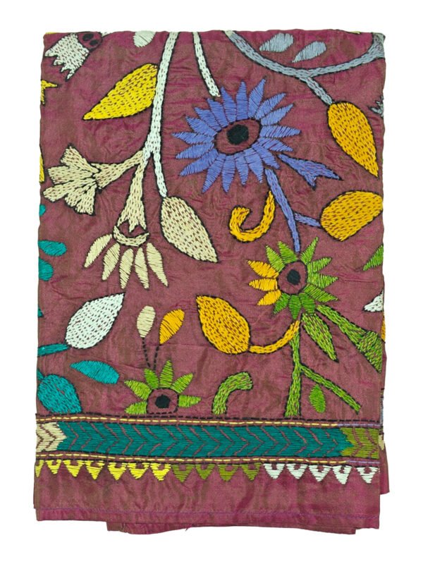 Kantha Stitched Silk Stole - Image 2