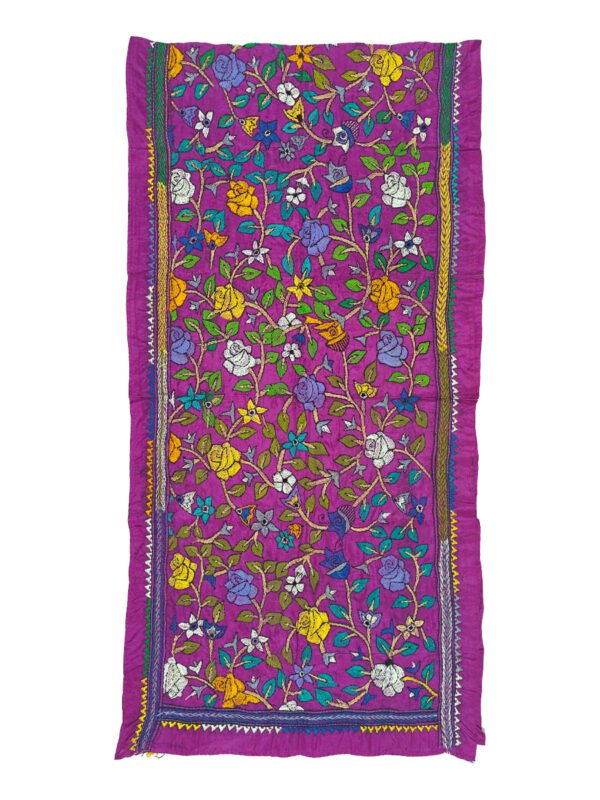 Kantha Stitched Silk Stole - Image 4