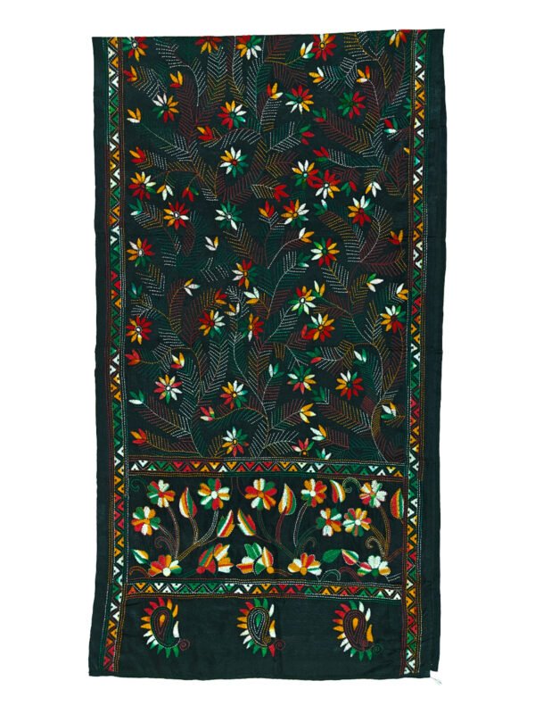 Kantha Stitched Silk Stole - Image 4