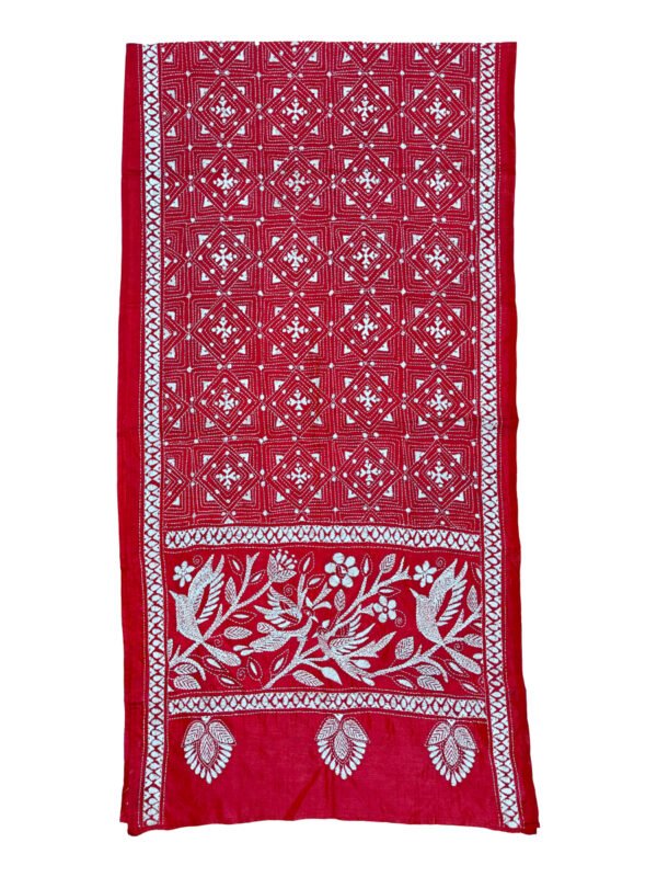 Kantha Stitched Silk Stole - Image 4