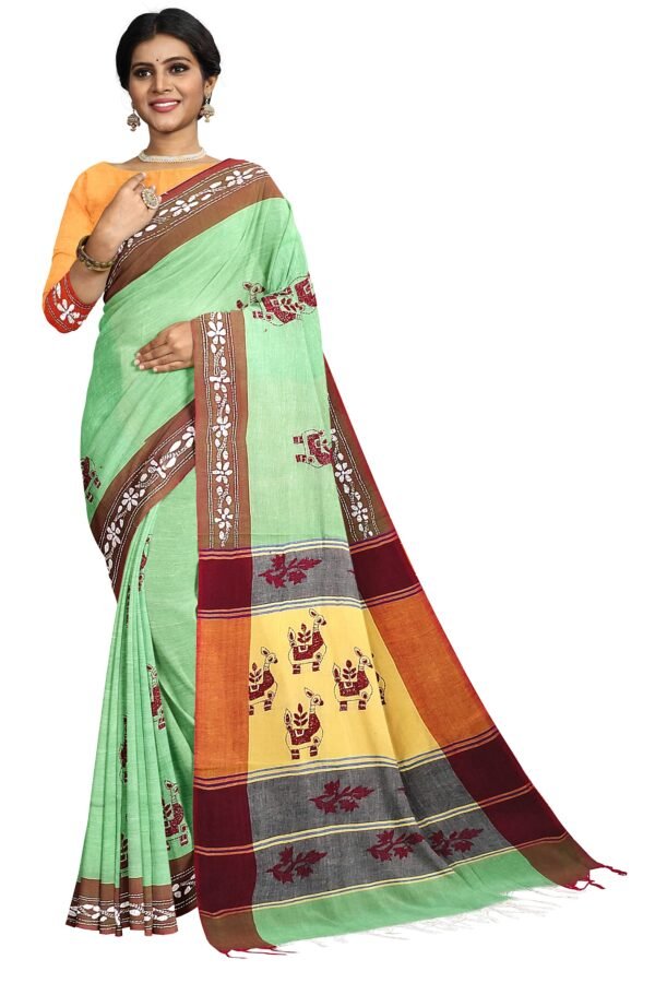 kantha work cotton saree