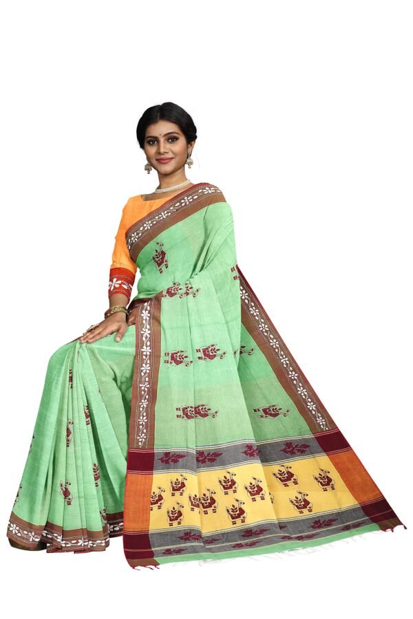 Kantha Stitched Cotton Saree - Image 6