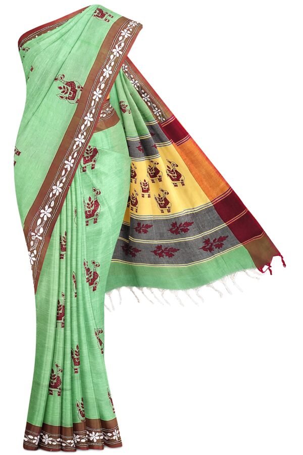Kantha Stitched Cotton Saree - Image 7