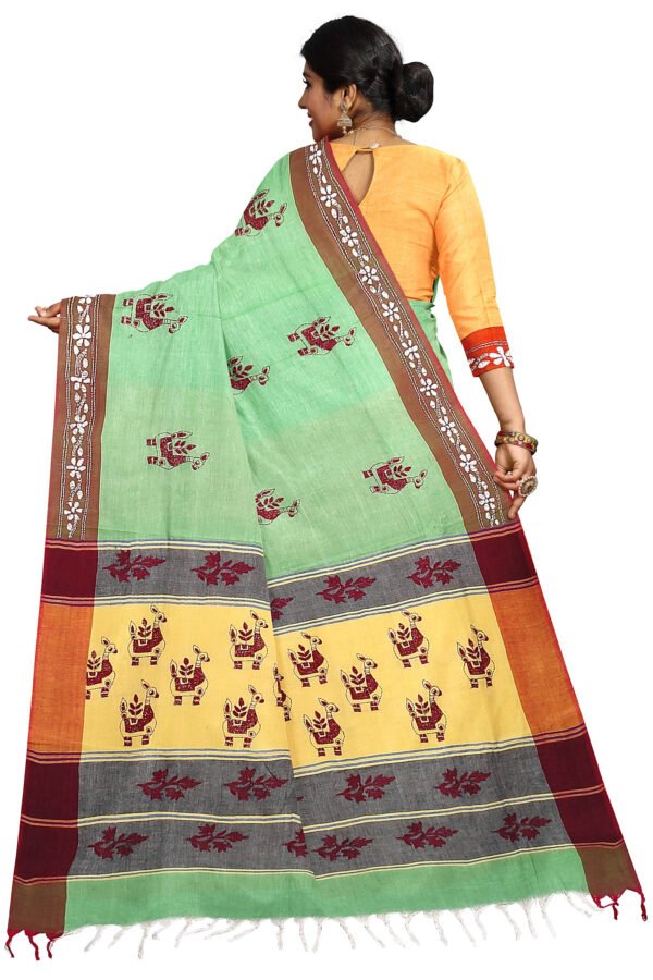 Kantha Stitched Cotton Saree - Image 5