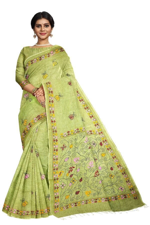 Kantha Stitched Cotton Saree