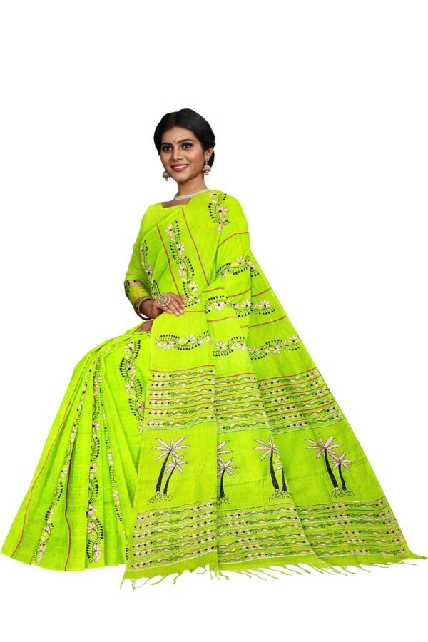 Kantha Stitched Cotton Saree - Image 2