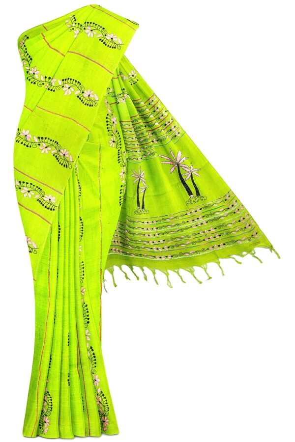 Kantha Stitched Cotton Saree - Image 5