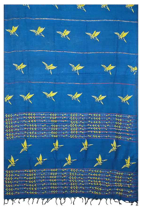Kantha Stitched Cotton Saree - Image 5