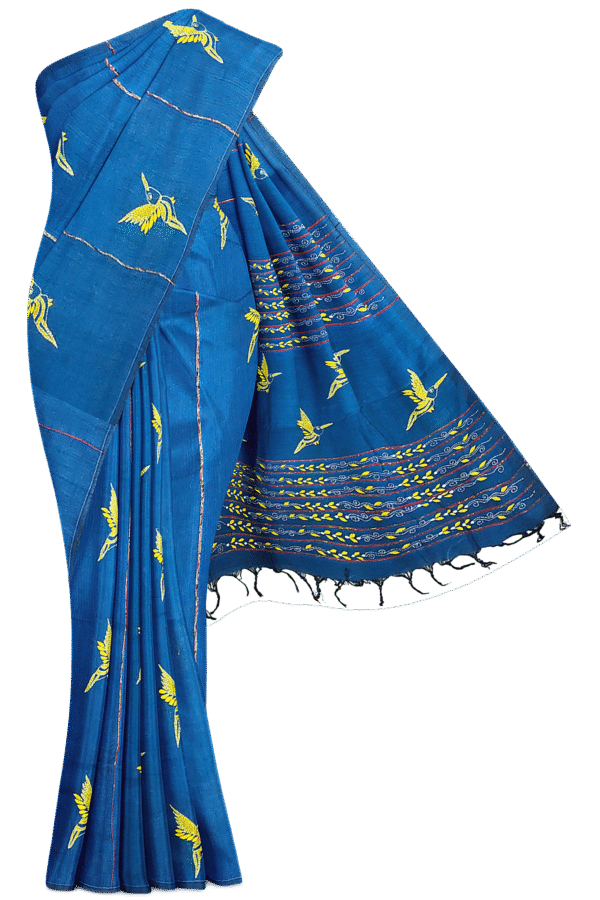 Kantha Stitched Cotton Saree - Image 6