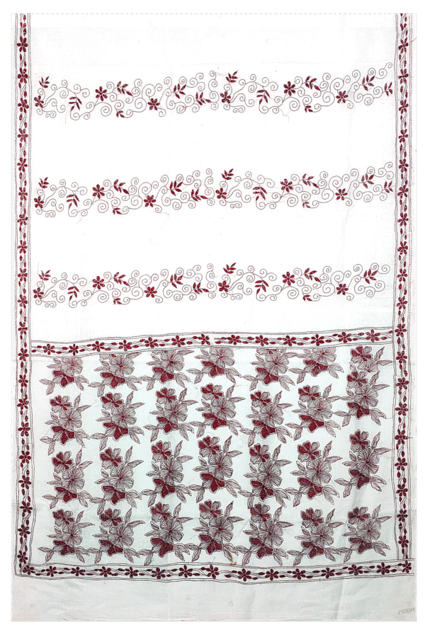 Kantha Stitched Cotton Saree - Image 6