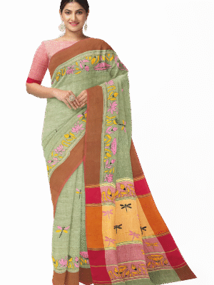 kantha work cotton saree