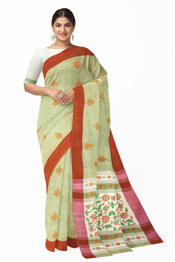 kantha work cotton saree