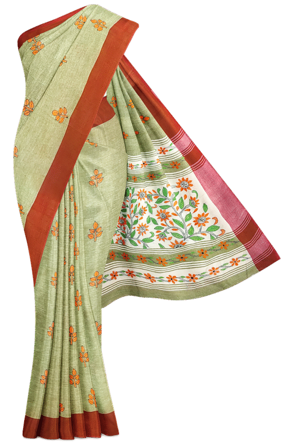 Kantha Stitched Cotton Saree - Image 5