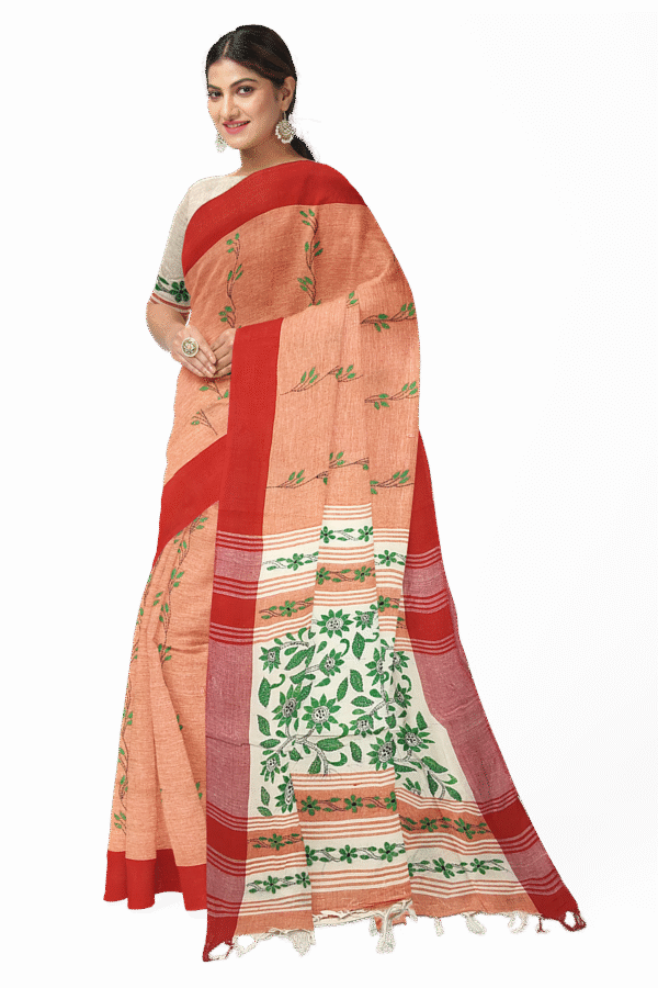 Kantha Stitched Cotton Saree - Image 3