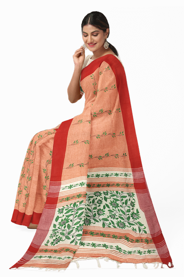 Kantha Stitched Cotton Saree - Image 2
