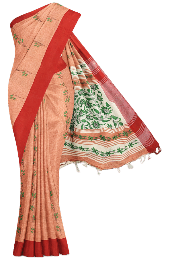 Kantha Stitched Cotton Saree - Image 5