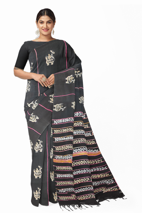 kantha work cotton saree