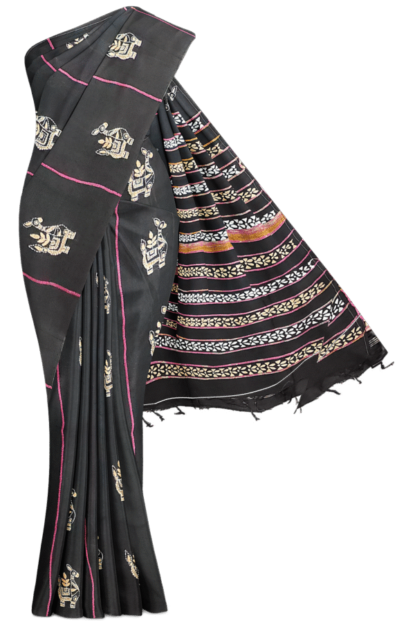 Kantha Stitched Cotton Saree - Image 5