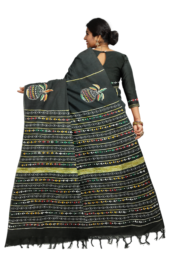 Kantha Stitched Cotton Saree - Image 4
